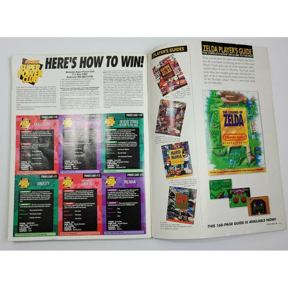 NINTENDO POWER VOLUME 44 MICKEY + REN & STIMPY SHOW POSTER CARDS‎ SNES NES